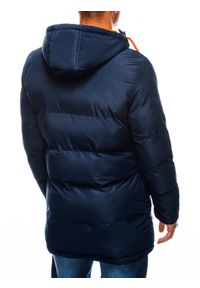 Ombre Clothing - Kurtka męska zimowa pikowana C383 - granatowa - M. Kolor: niebieski. Materiał: poliester. Sezon: zima