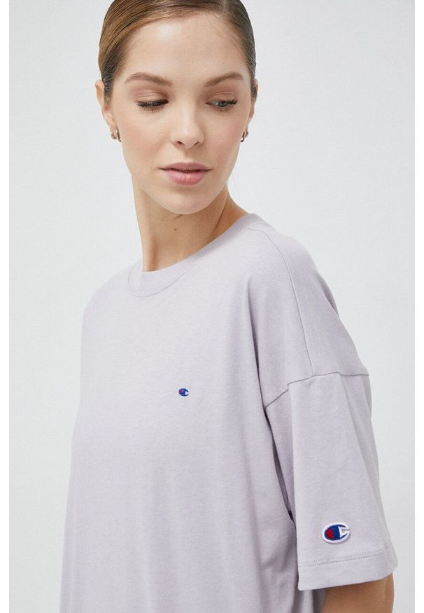 Champion t-shirt bawełniany kolor fioletowy. Kolor: fioletowy. Materiał: bawełna