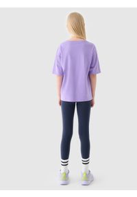 4f - 4F Legginsy dzianinowe dziewczęce - granatowe 152 (11-12 lat). Okazja: na co dzień. Stan: podwyższony. Kolor: niebieski. Materiał: dzianina. Wzór: jednolity, gładki, ze splotem. Sezon: lato. Styl: casual, sportowy #2