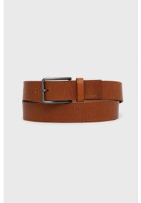 Calvin Klein pasek skórzany męski kolor brązowy. Kolor: brązowy. Materiał: skóra #1