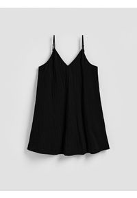Reserved - Sukienka mini z lyocellem - czarny. Kolor: czarny. Materiał: tkanina. Długość: mini #1