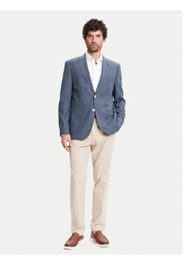 BOSS Marynarka H-Janson-FL 50545859 Granatowy Regular Fit. Kolor: niebieski. Materiał: wełna