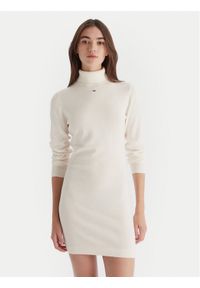 Tommy Jeans Sukienka dzianinowa Ess DW0DW21958 Écru Slim Fit. Materiał: bawełna #1