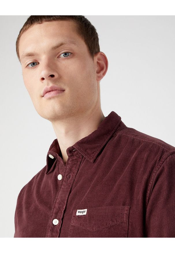 Wrangler - WRANGLER 1 POCKET SHIRT MĘSKA KOSZULA ELEGANCKA BROWN 112341066 W5A2016299. Styl: elegancki