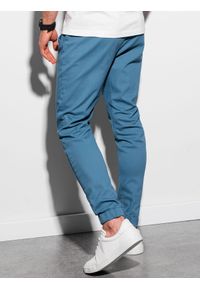 Ombre Clothing - Spodnie męskie joggery P885 - niebieskie - XXL. Kolor: niebieski. Materiał: bawełna, elastan. Styl: klasyczny #3