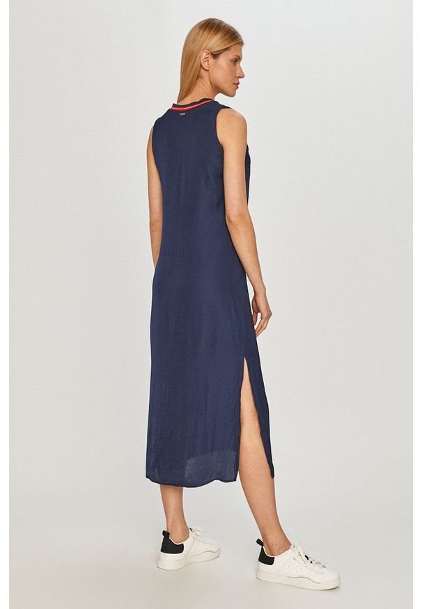 Pepe Jeans - Sukienka Idara. Okazja: na co dzień. Kolor: niebieski. Materiał: tkanina. Wzór: gładki. Typ sukienki: proste. Styl: casual