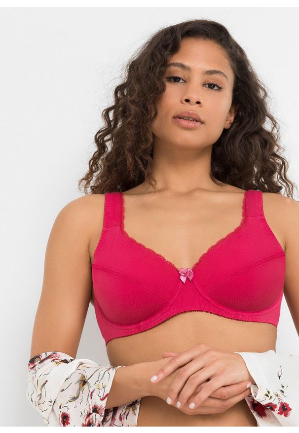 bonprix - Biustonosz na fiszbinach z miękką bawełną organiczną (3 szt.). Kolor: fioletowy. Materiał: bawełna