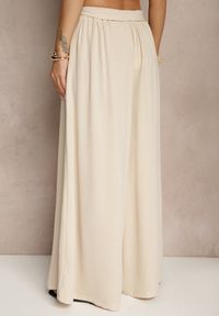 Renee - Beżowe Spodnie z Bawełną o Szerokim Kroju High Waist z Paskiem Iveleldi. Stan: podwyższony. Kolor: beżowy. Materiał: bawełna. Styl: elegancki #4