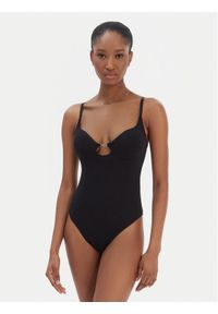 Karl Lagerfeld - KARL LAGERFELD Body B1W47049 Czarny Slim Fit. Typ kołnierza: dekolt w karo. Kolor: czarny. Materiał: bawełna #1