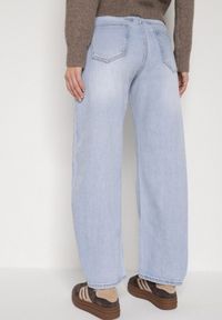 Born2be - Niebieskie Jeansy o Fasonie Slouchy z Wysokim Stanem Zarinvia. Okazja: na co dzień, do pracy, na spotkanie biznesowe. Stan: podwyższony. Kolor: niebieski. Styl: biznesowy, klasyczny, casual #2