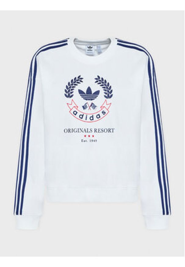 Adidas - adidas Bluza Graphic HL6558 Biały Loose Fit. Kolor: biały. Materiał: bawełna
