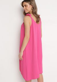 Born2be - Fuksjowa Midi Sukienka na Wiązanych Ramiączkach o Trapezowym Fasonie Urttica. Kolor: różowy. Długość rękawa: na ramiączkach. Typ sukienki: trapezowe. Długość: midi #2