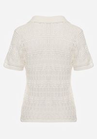 Born2be - Beżowa Szydełkowa Bluzka z Wiskozy z Guzikami i Kołnierzykiem Calime. Okazja: na co dzień. Kolor: beżowy. Materiał: wiskoza. Styl: casual, klasyczny #7