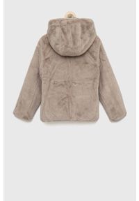 Abercrombie & Fitch kurtka dwustronna dziecięca kolor szary. Okazja: na co dzień. Typ kołnierza: kaptur. Kolor: szary. Materiał: poliester. Styl: casual #2