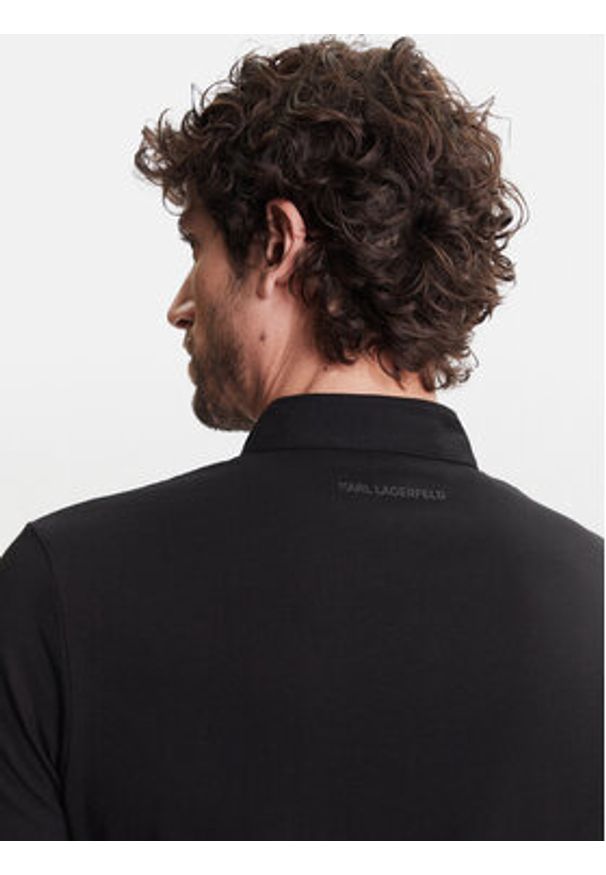 Karl Lagerfeld - KARL LAGERFELD Polo 745023 552224 Czarny Regular Fit. Typ kołnierza: polo. Kolor: czarny. Materiał: bawełna
