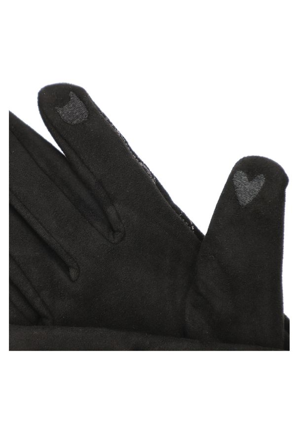 Czarne Ocieplane Wzorzyste Rękawiczki Damskie Anekke. Kolor: czarny. Materiał: materiał. Styl: elegancki, casual