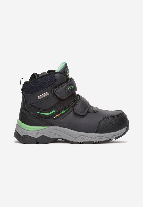 Born2be - Granatowo-Zielone Botki Sportowe z Rzepami Ahi. Okazja: na uczelnię, na co dzień. Zapięcie: rzepy. Kolor: niebieski. Materiał: jeans. Wzór: kolorowy. Styl: sportowy
