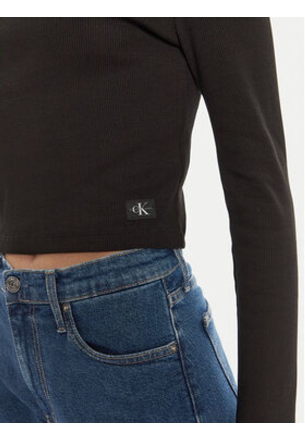 Calvin Klein Jeans Golf J20J224196 Czarny Regular Fit. Typ kołnierza: golf. Kolor: czarny. Materiał: bawełna