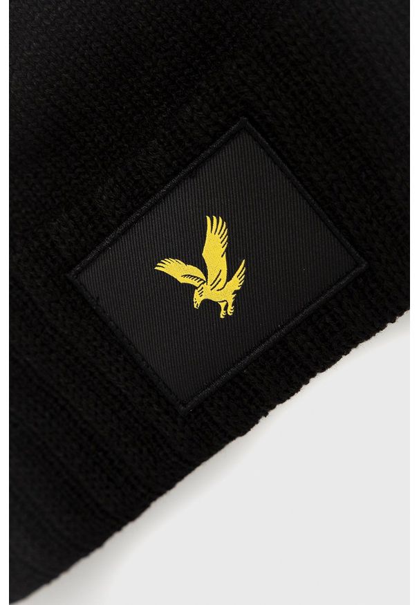 Lyle & Scott - Czapka. Kolor: czarny. Materiał: włókno, dzianina, materiał