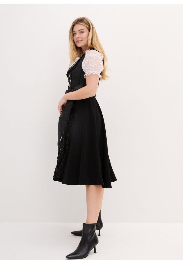 bonprix - Sukienka w ludowym stylu + fartuch (kompl. 2-częściowy). Kolor: czarny