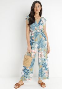 Born2be - Miętowy Kombinezon Fobly. Kolor: miętowy. Długość rękawa: bez rękawów. Długość: długie. Wzór: kolorowy, kwiaty. Styl: elegancki #8