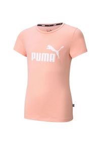 Koszulka dla dzieci Puma ESS Logo Tee G morelowa. Kolor: różowy, wielokolorowy, pomarańczowy