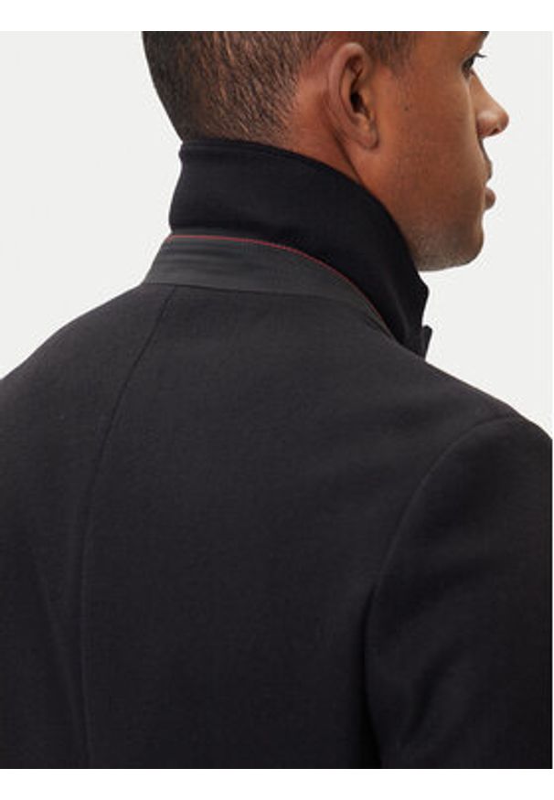 Hugo - HUGO Płaszcz wełniany Migor2541 50546528 Czarny Slim Fit. Kolor: czarny. Materiał: wełna