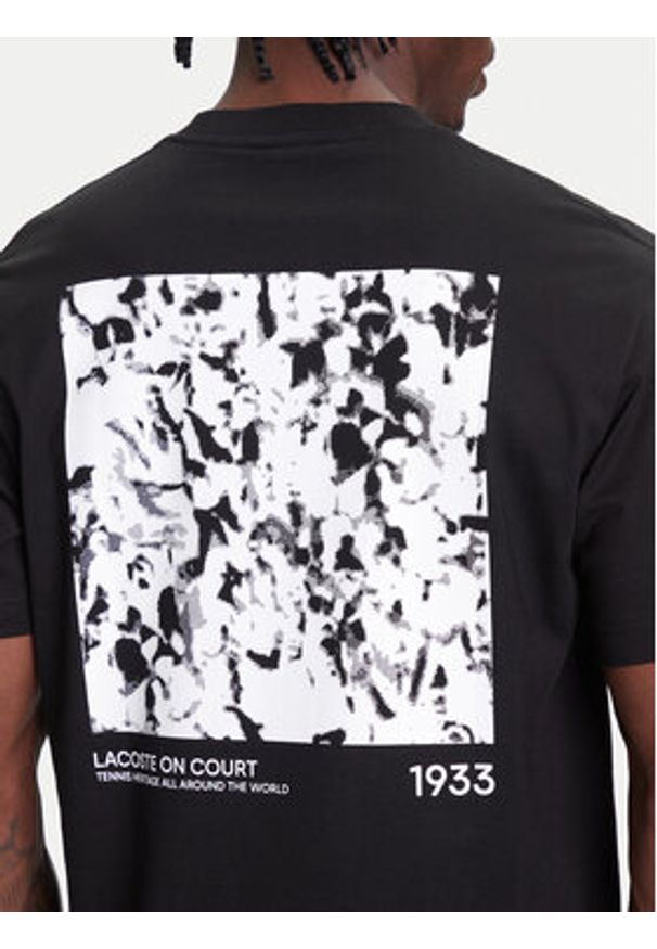 Lacoste T-Shirt TH9880 Czarny Classic Fit. Kolor: czarny. Materiał: bawełna