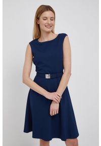 Lauren Ralph Lauren sukienka 250861692001 kolor granatowy mini rozkloszowana. Kolor: niebieski. Materiał: dzianina. Wzór: gładki. Typ sukienki: rozkloszowane. Długość: mini #2