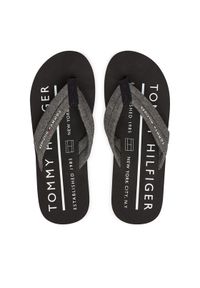 TOMMY HILFIGER - Tommy Hilfiger Japonki Hilfiger Chambray Beach Sandal FM0FM05751 Szary. Kolor: szary. Materiał: materiał #1