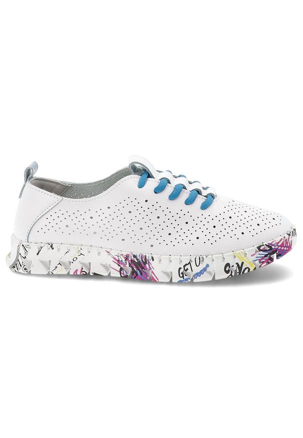 Półbuty damskie Vinceza, cholewka ze skóry naturalnej z perforacją zapewniającą przewiewność klasyczne wiązanie w kontrastowym kolorze, białe, 102656. Kolor: biały. Materiał: skóra. Szerokość cholewki: normalna