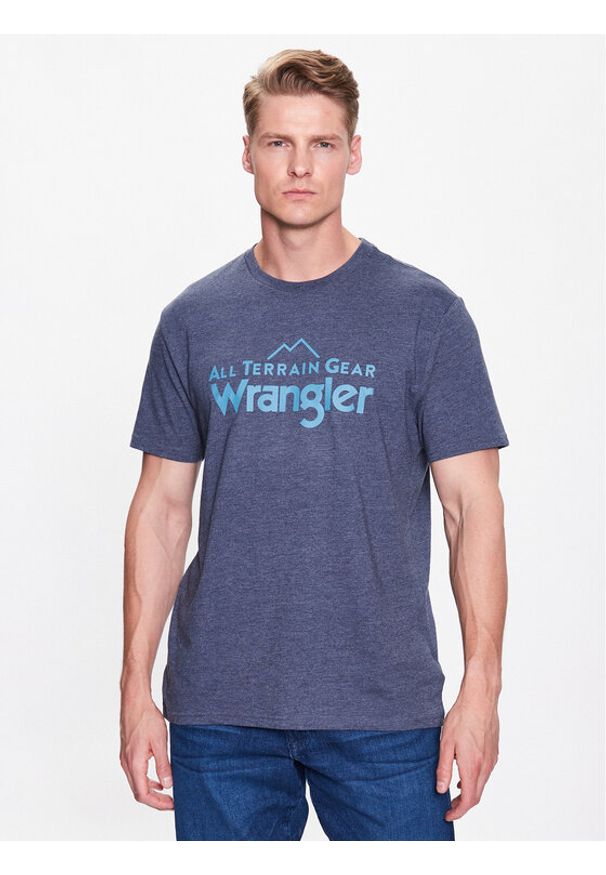 Wrangler T-Shirt Logo Tee WC5EGEC16 112335671 Granatowy Regular Fit. Kolor: niebieski. Materiał: syntetyk, bawełna