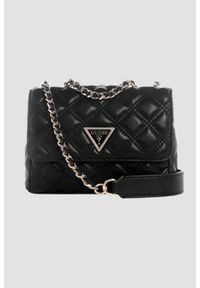 Guess - GUESS Czarna torebka damska Giully II Mini. Kolor: czarny. Materiał: skórzane. Styl: elegancki. Rodzaj torebki: na ramię