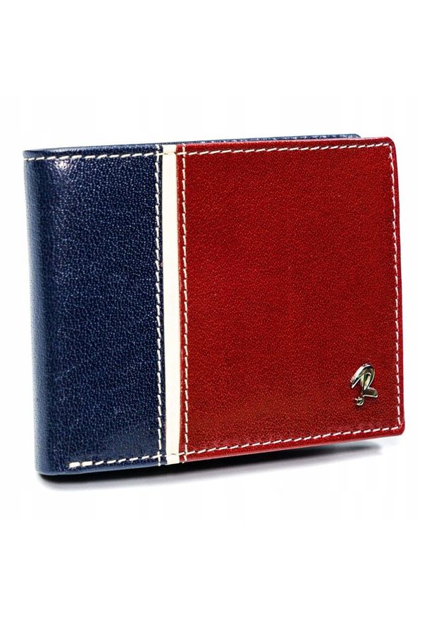 ROVICKY - Portfel męski Rovicky 323-RBA-D NAVY-RED. Kolor: czerwony, niebieski, wielokolorowy. Materiał: skóra