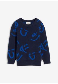 bonprix - Sweter z czystej bawełny. Kolor: niebieski. Materiał: bawełna #1