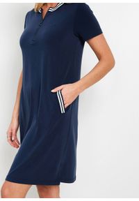 Sukienka shirtowa bonprix ciemnoniebiesko-biały. Kolor: niebieski. Materiał: poliester, materiał, elastan #2
