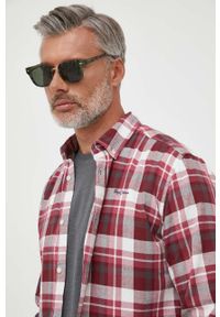Pepe Jeans koszula bawełniana Cressing męska kolor bordowy regular z kołnierzykiem button-down. Typ kołnierza: button down. Kolor: czerwony. Materiał: bawełna. Długość rękawa: długi rękaw. Długość: długie #3
