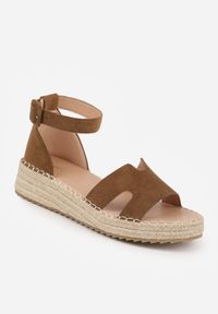 Born2be - Ciemnozielone Sandały VICES na Plecionym Koturnie Ozdobione Wycięciami Cirilea. Okazja: na co dzień, na spacer. Zapięcie: sprzączka. Kolor: zielony. Wzór: aplikacja. Sezon: lato. Obcas: na koturnie. Styl: casual, klasyczny, elegancki #8