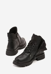 Born2be - Czarne Skórzane Botki w Stylu Workerów Giomira. Okazja: na co dzień. Kolor: czarny. Materiał: skóra. Styl: casual #5