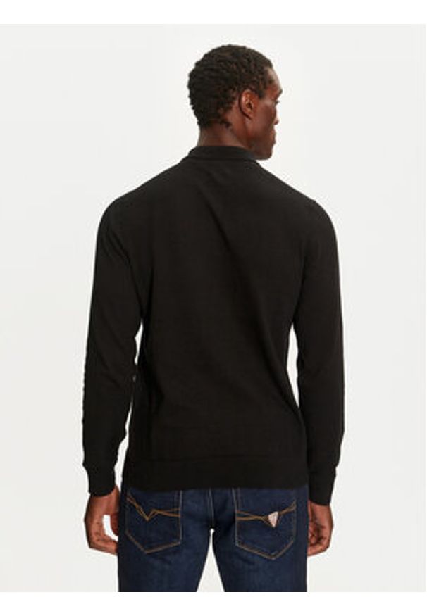 Brave Soul Sweter MK-273PLACKET Czarny Regular Fit. Kolor: czarny. Materiał: bawełna
