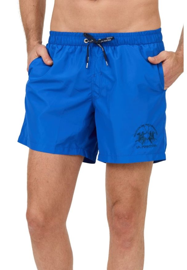 La Martina - LA MARTINA Niebieskie męskie kąpielówki, Rozmiar XXL. Kolor: niebieski. Materiał: nylon