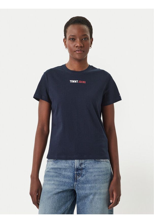 Tommy Jeans T-Shirt DW0DW22277 Granatowy Regular Fit. Kolor: niebieski. Materiał: bawełna