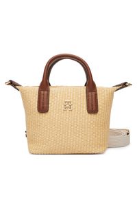 TOMMY HILFIGER - Tommy Hilfiger Torebka Popette Micro Tote Raffia AW0AW18526 Beżowy. Kolor: beżowy #1