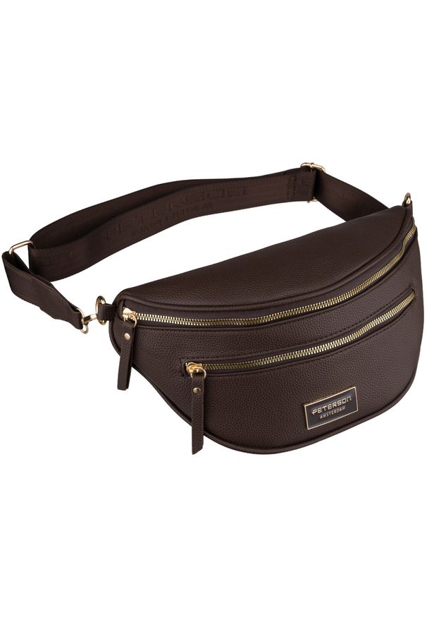 Brązowa saszetka damska na ramię skóra ekologiczna nerka mała listonoszka Peterson PTN JK6-01. Kolor: brązowy. Materiał: skórzane. Rodzaj torebki: na ramię