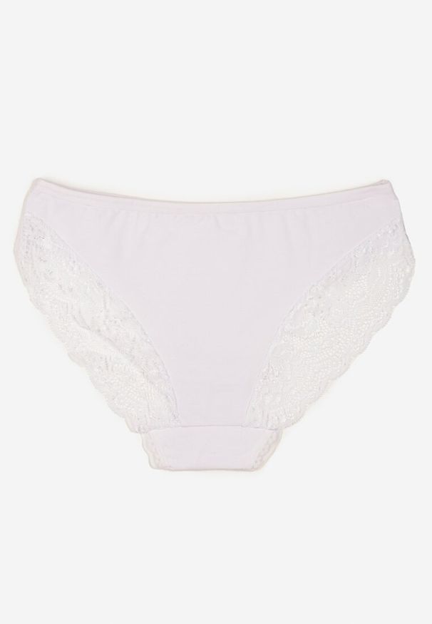 Born2be - Białe Majtki Figi Zdobione Koronką Venissella. Kolor: biały. Materiał: koronka. Wzór: aplikacja, koronka