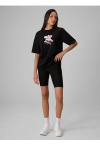 4f - 4F Legginsy kolarki z prążkowanej dzianiny damskie - czarne S. Stan: podwyższony. Kolor: czarny. Materiał: prążkowany, dzianina. Sezon: lato. Sport: turystyka piesza #1