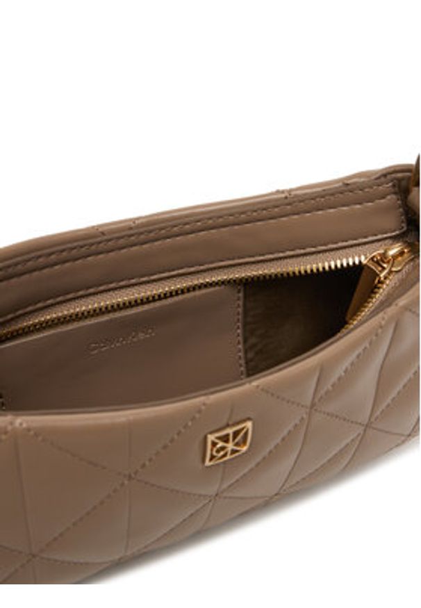 Calvin Klein Torebka Quilted Sm Shoulder Bag LV04F3327G Beżowy. Kolor: beżowy. Materiał: skórzane