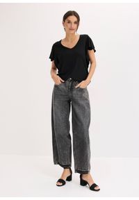 bonprix - T-shirt z miękkiej wiskozy. Kolor: czarny. Materiał: wiskoza. Długość rękawa: krótki rękaw. Długość: krótkie #3