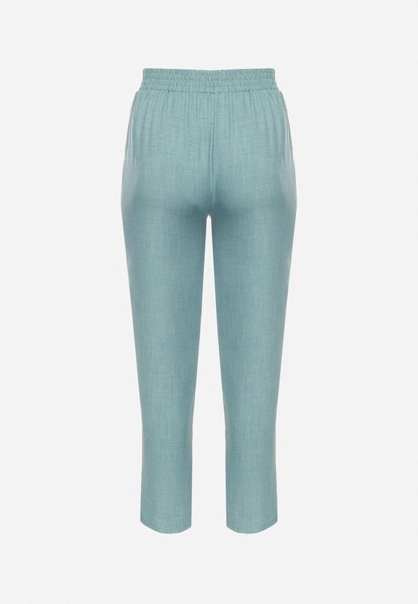 Born2be - Miętowe Spodnie z Wiązaniem w Pasie i Kieszeniami Truvolia. Okazja: na spotkanie biznesowe, na co dzień. Kolor: miętowy. Styl: elegancki, casual, biznesowy