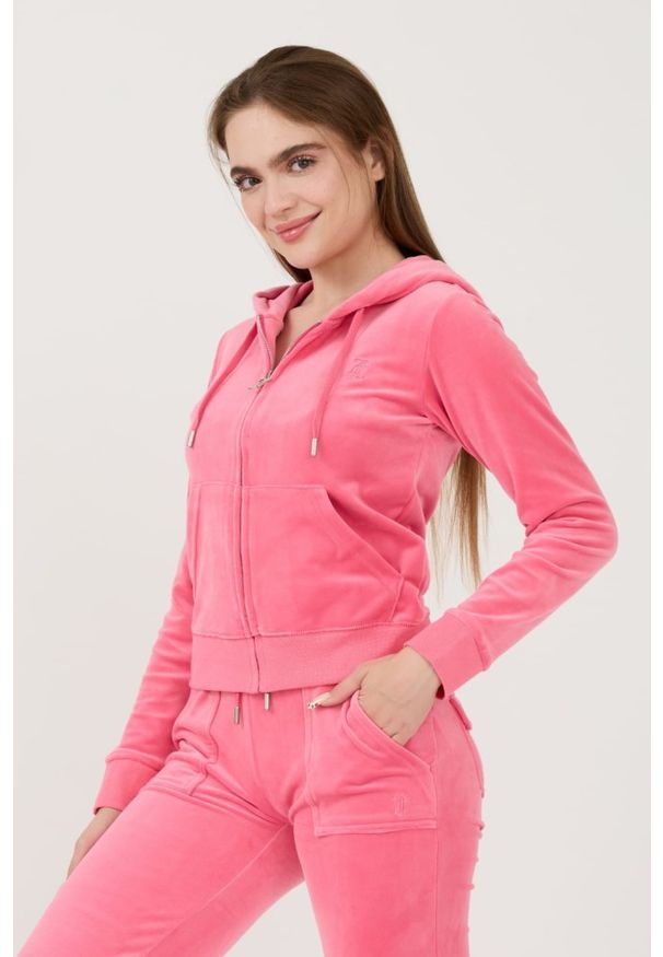 Juicy Couture - JUICY COUTURE Różowa damska bluza Robertson Hoodie, Rozmiar L. Kolor: różowy